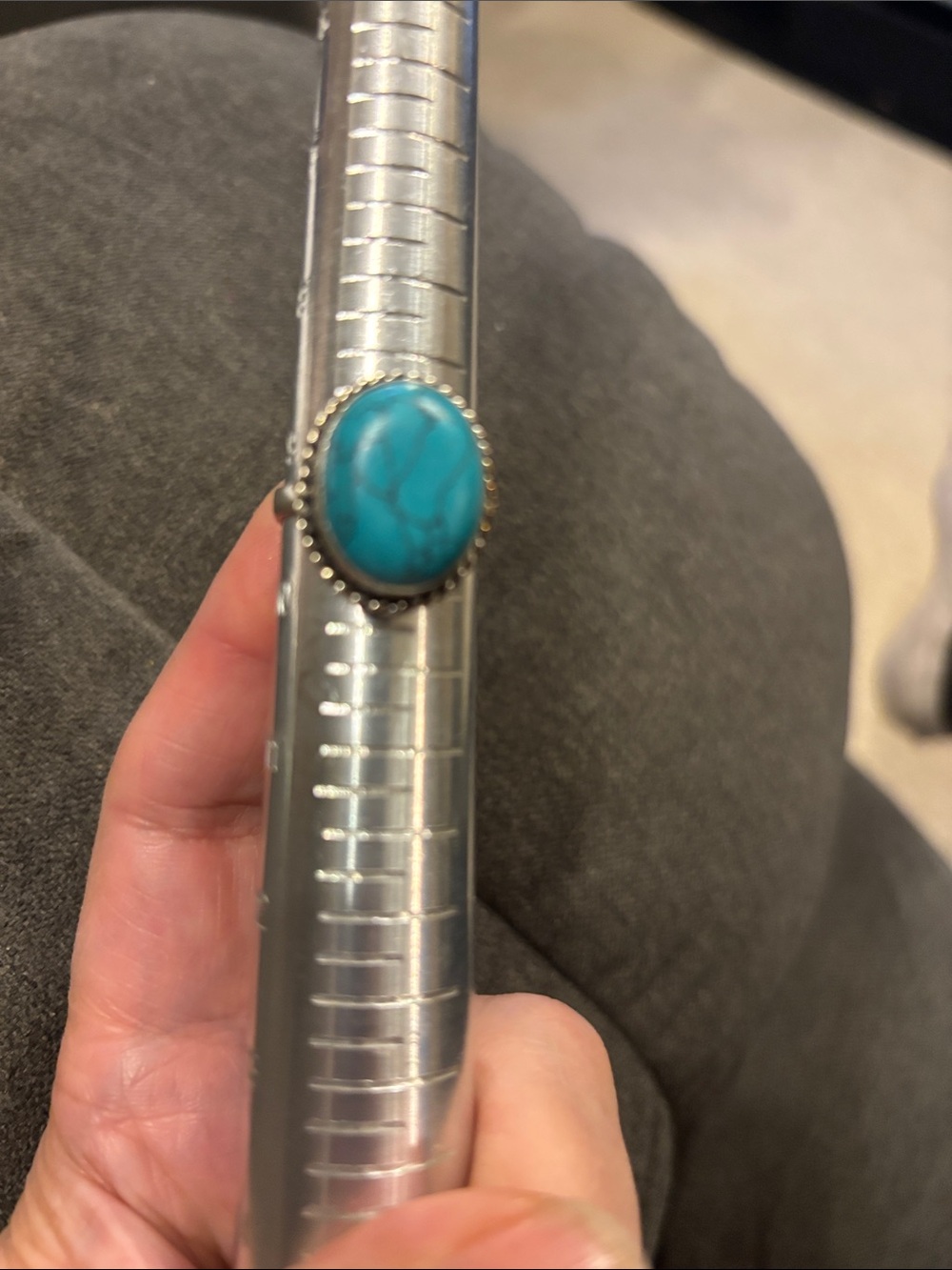 Turquoise color howlite Oval Stone Ring - silver 925 stamp